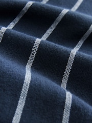 Navy Blue Stripe Cotton Towelling Dressing Gown - Image 7 of 8