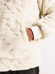 Ecru Patterned Borg Overhead Hoodie - Image 5 of 8