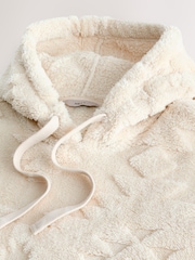 Ecru Patterned Borg Overhead Hoodie - Image 7 of 8