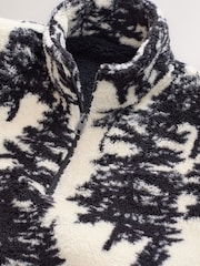 Ecru/Black Tree Borg Fleece Zip Neck - Image 7 of 8