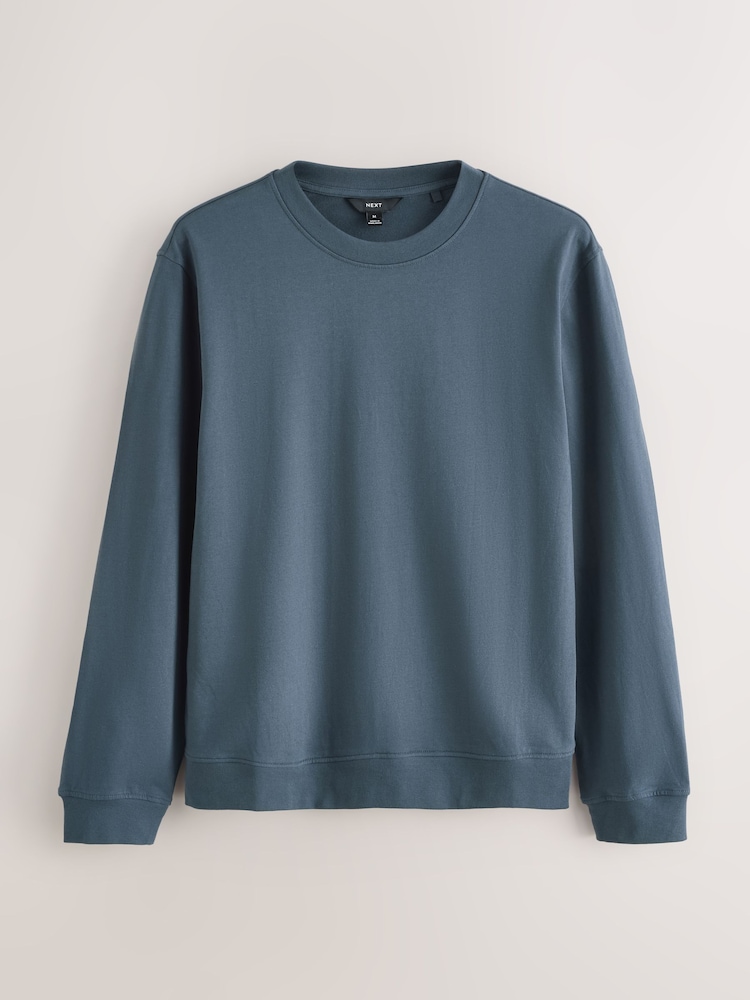 Petrol Blue Lightweight Crew Neck Sweatshirt - Image 1 of 3 Petrol Blue Lightweight Crew Neck Sweatshirt - Image 1 of 3