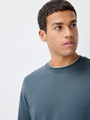 Petrol Blue Lightweight Crew Neck Sweatshirt - Image 4 of 7