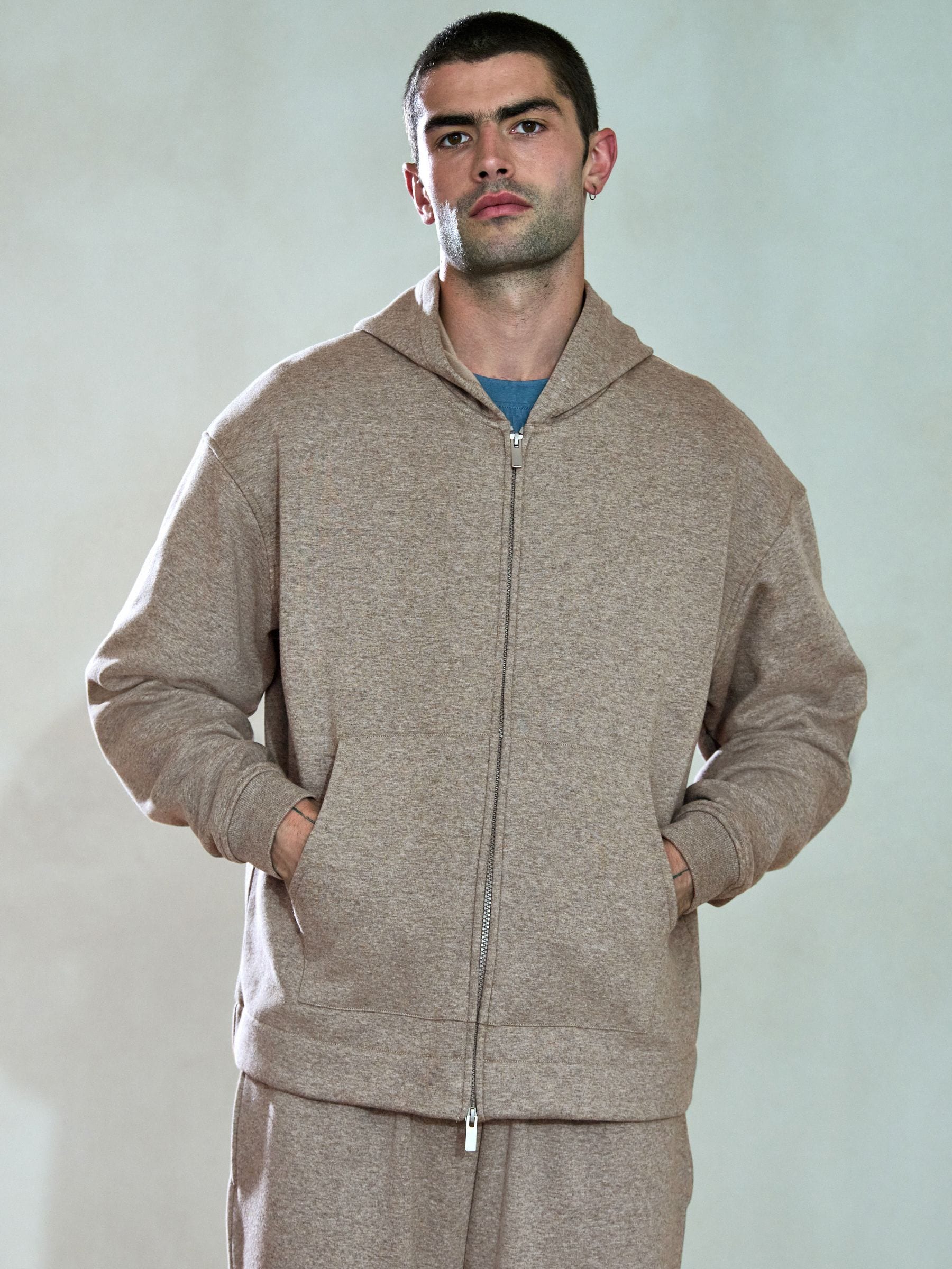 Buy Stone Neutral Velour Lined Zip Through Hoodie from the Next UK