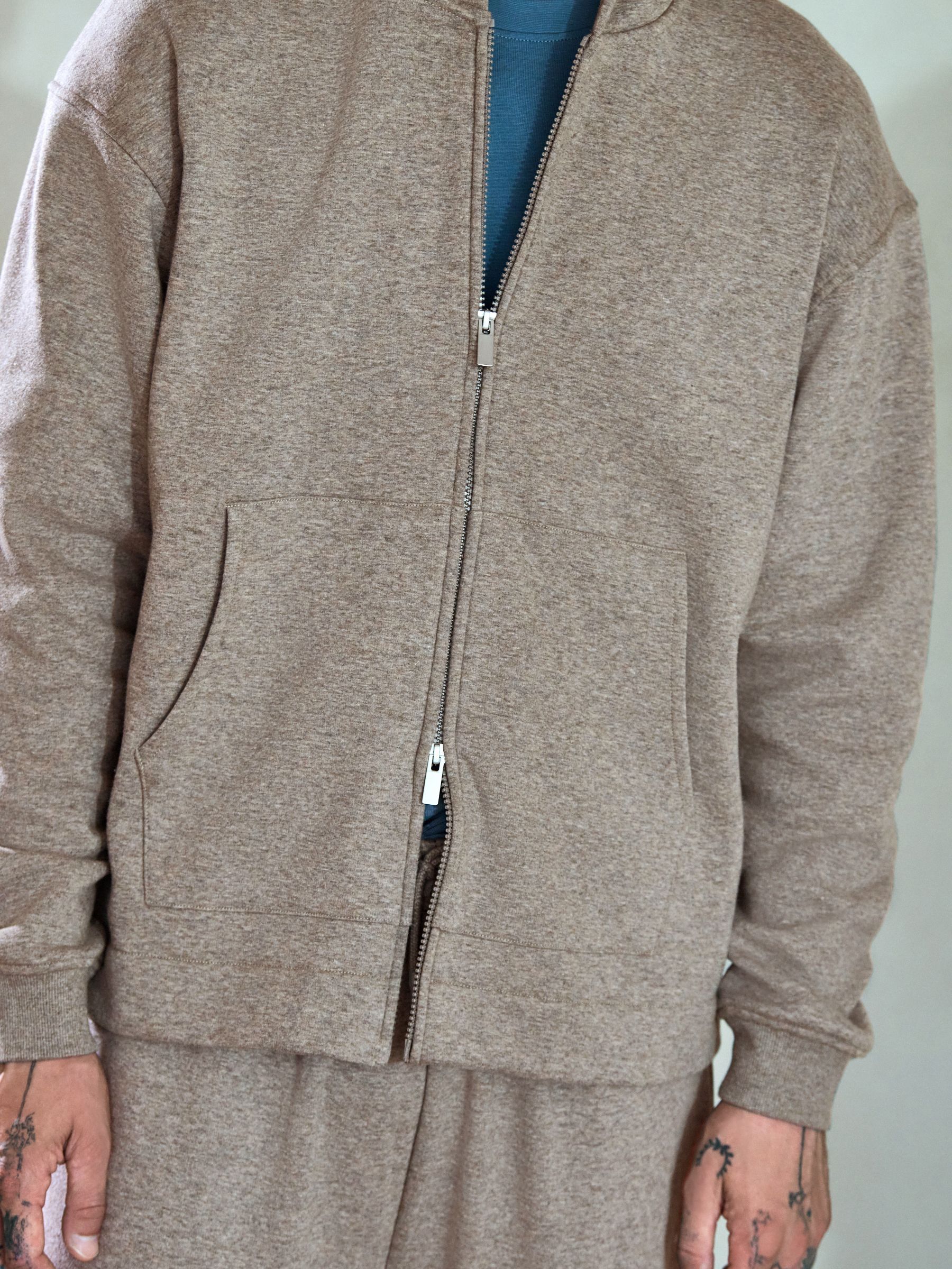 Buy Stone Neutral Velour Lined Zip Through Hoodie from Next USA