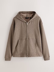 בגוון אבן טבעי - קפוצ'ון קטיפתי עם רוכסן מלא ובטנה - תמונה 5 מתוך 9