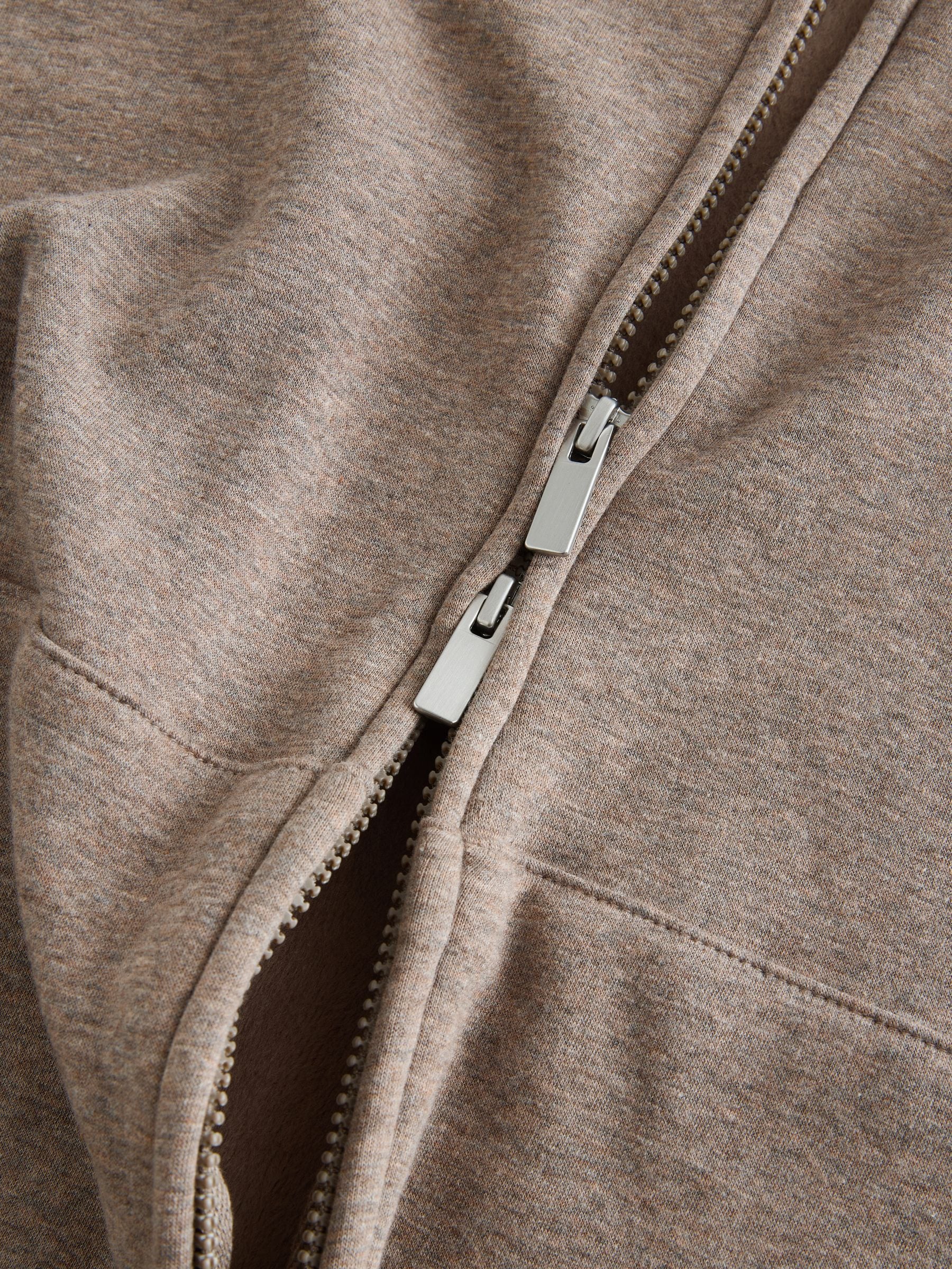 Buy Stone Neutral Velour Lined Zip Through Hoodie from Next Romania