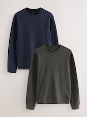 Navy/Charcoal Lightweight Crew Neck Sweatshirts 2 Pack - Image 1 of 10