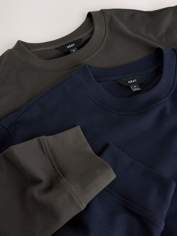 Navy/Charcoal Lightweight Crew Neck Sweatshirts 2 Pack - Image 10 of 10