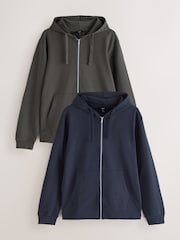Marine/Anthrazit - Cotton Lightweight Zip Up Hoodies 2 Pack - Bild 1 von 3