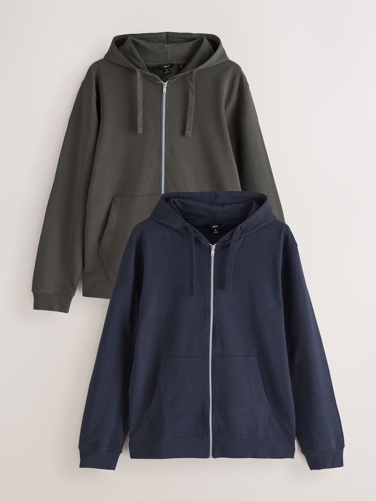 Marine/Anthrazit - Cotton Lightweight Zip Up Hoodies 2 Pack - Bild 1 von 3