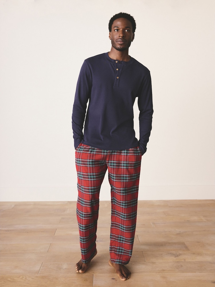 Red Flannel Check Matching Family Christmas Long Sleeve Pyjamas - Image 1 of 5