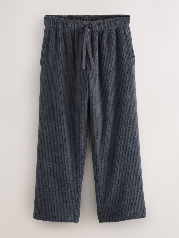 Slate Grey Borg Fleece Rib Textured Joggers - Image 1 of 4