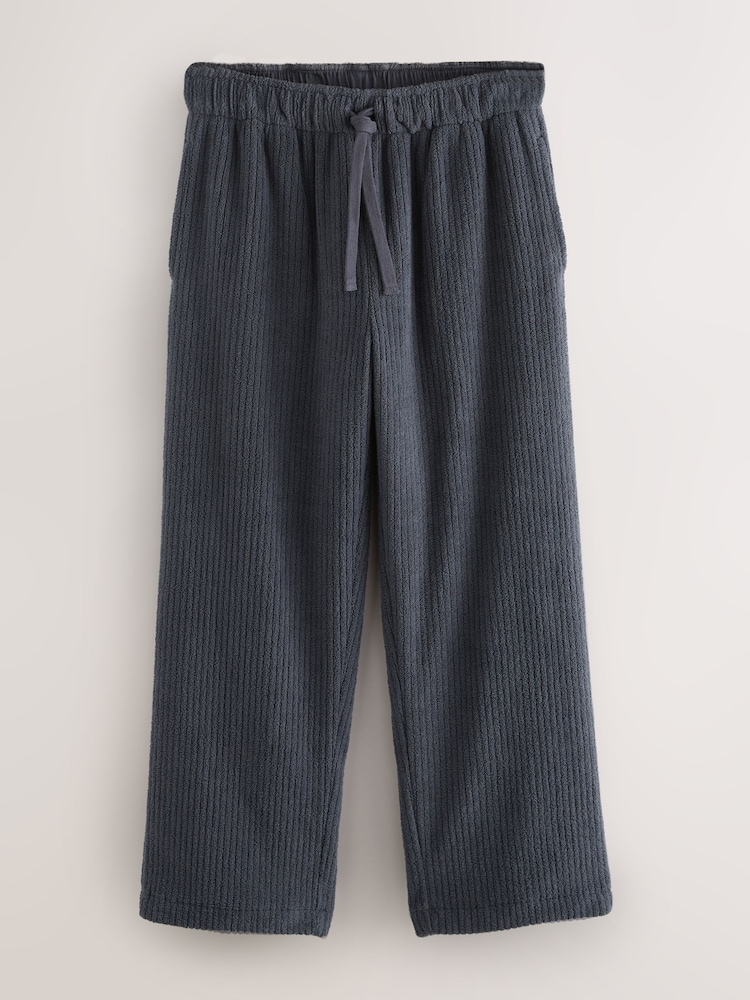Slate Grey Borg Fleece Rib Textured Joggers - Image 1 of 4 Slate Grey Borg Fleece Rib Textured Joggers - Image 1 of 4