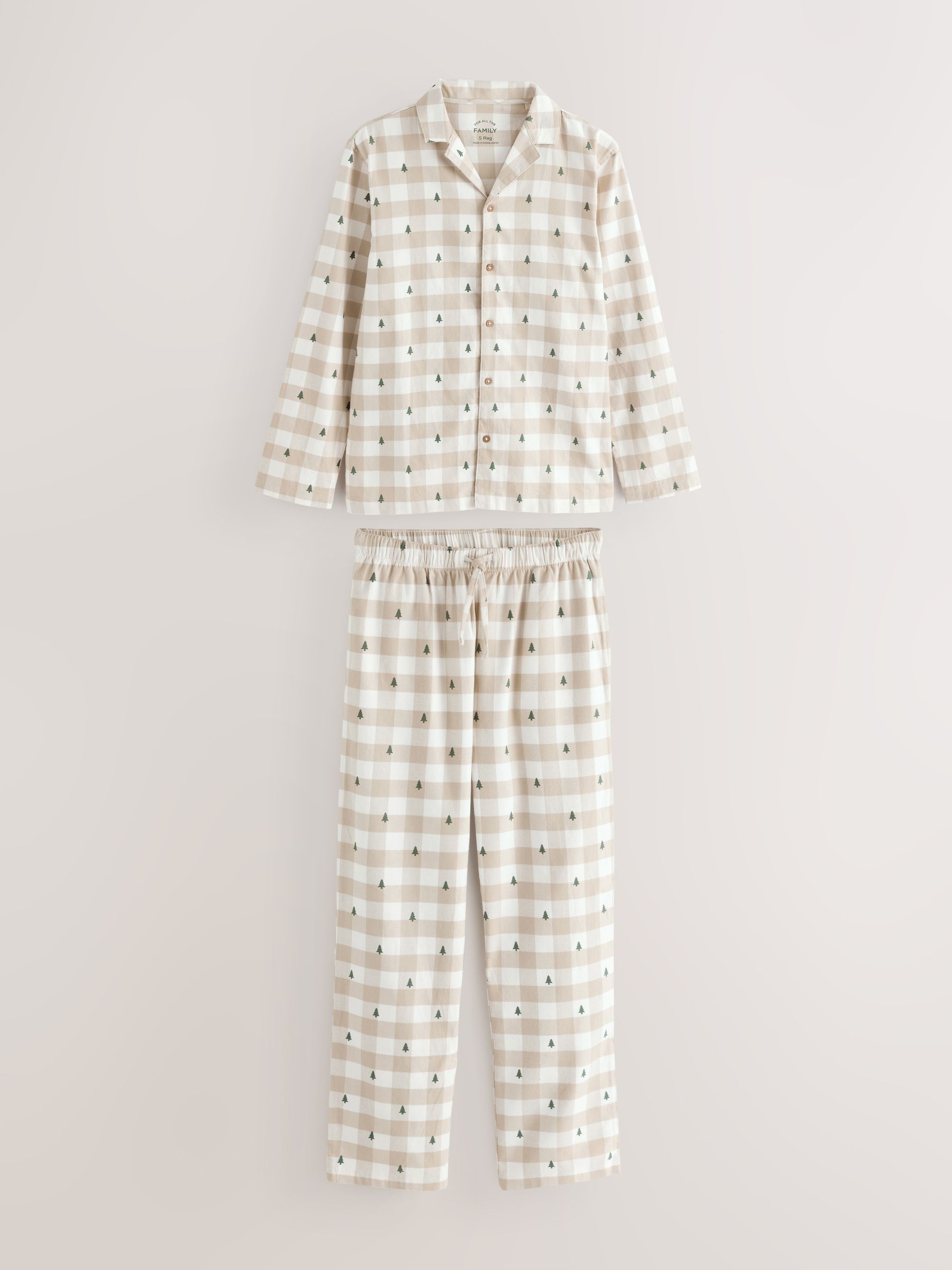 Buy Neutral Check Matching Family Christmas Button Through Pyjamas from ...