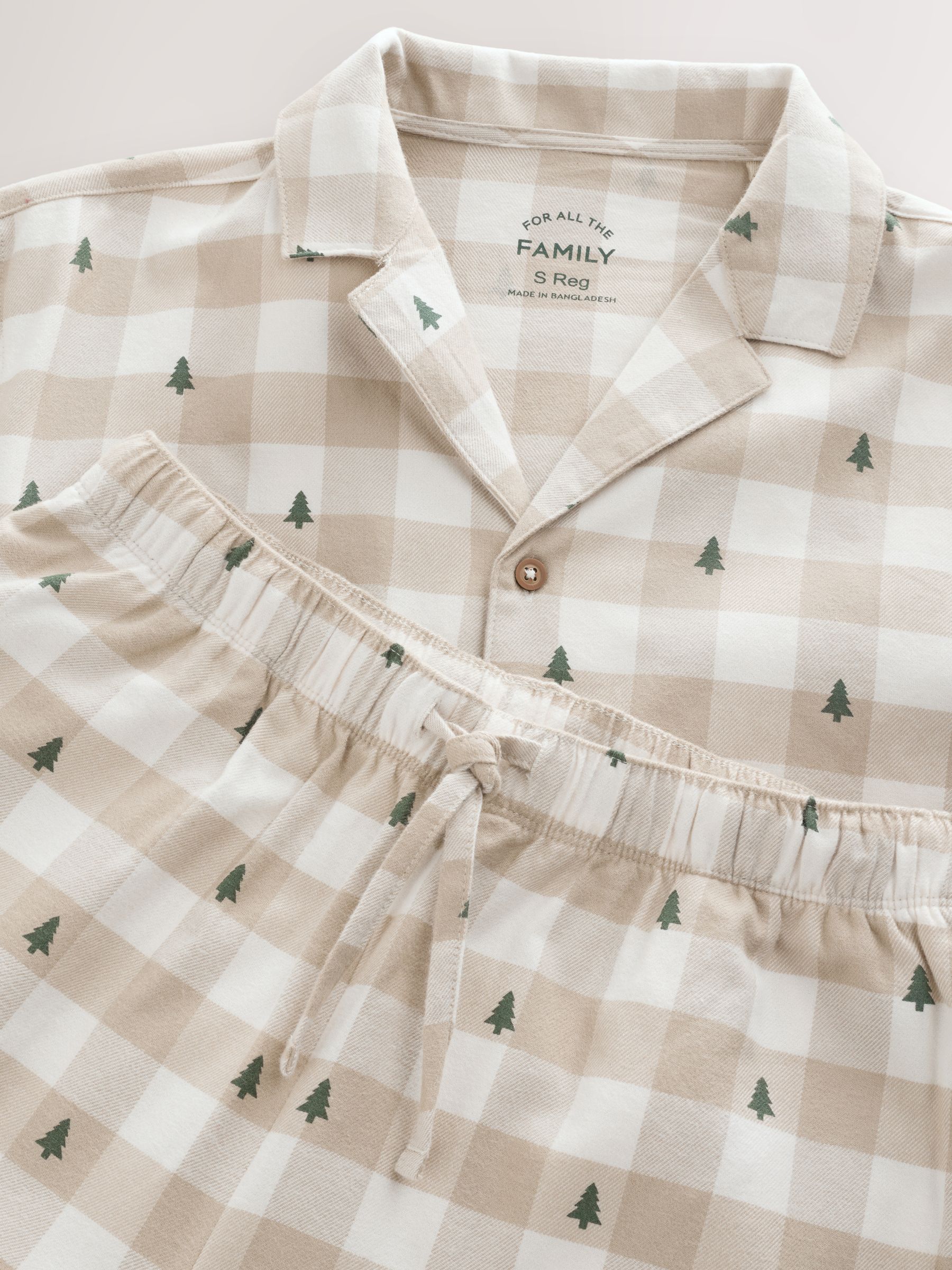 Buy Neutral Check Matching Family Christmas Button Through Pyjamas from ...