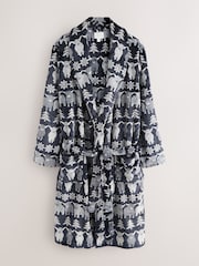 Navy Blue Matching Family Christmas  Fairisle Pattern Hamish The Highland Cow Dressing Gown - Image 4 of 6