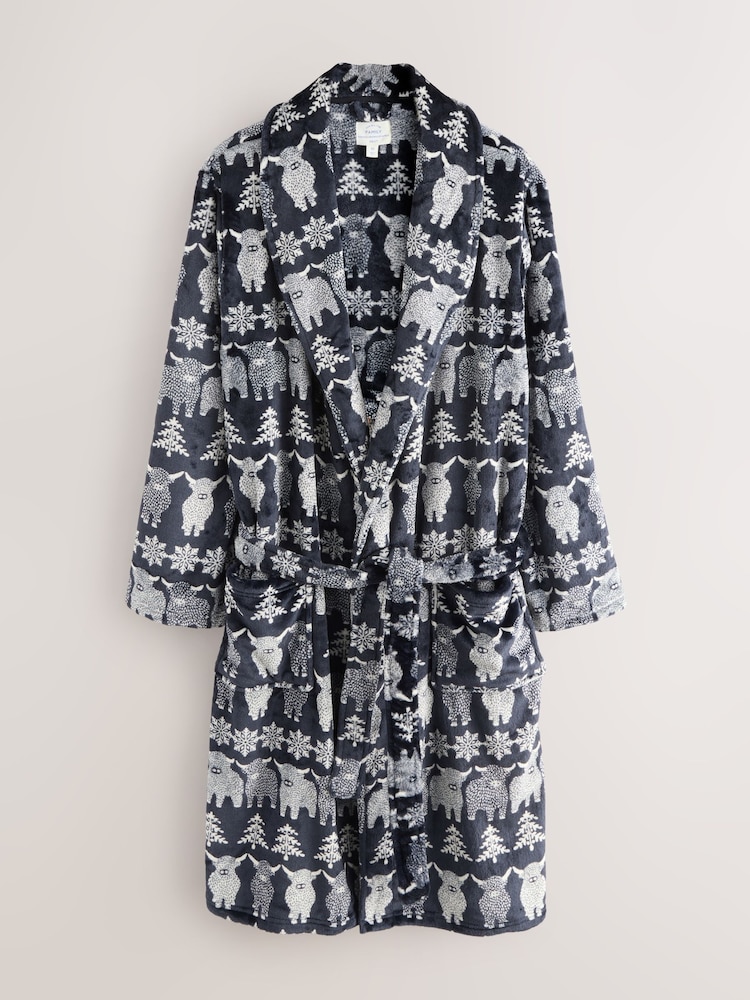 Robe Longue Boden A-Line UK 10 - Bleu Marine Fair Isle Coton, Occasion Très Bon État