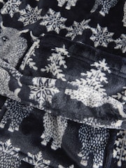Navy Blue Matching Family Christmas  Fairisle Pattern Hamish The Highland Cow Dressing Gown - Image 5 of 6