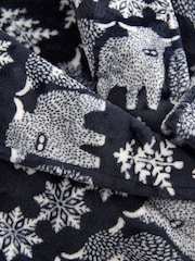 Navy Blue Matching Family Christmas  Fairisle Pattern Hamish The Highland Cow Dressing Gown - Image 6 of 6