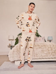 Oatmeal Hamish The Highland Cow Matching Family Christmas Cosy Long Sleeve Pyjamas - Image 2 of 11