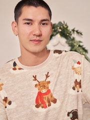 Oatmeal Hamish The Highland Cow Matching Family Christmas Cosy Long Sleeve Pyjamas - Image 6 of 11