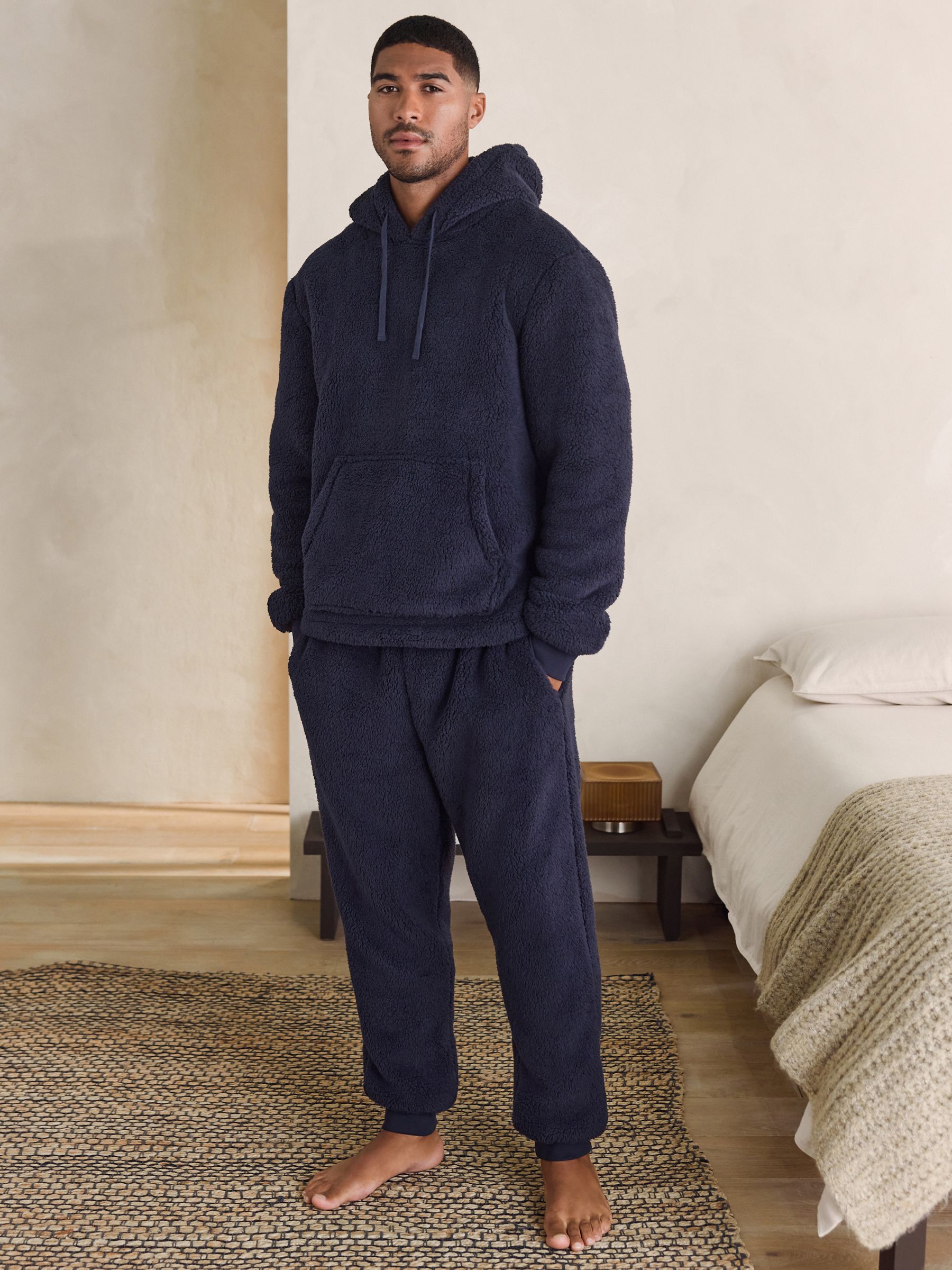 Buy Navy Blue Borg Overhead Hoodie from Next USA