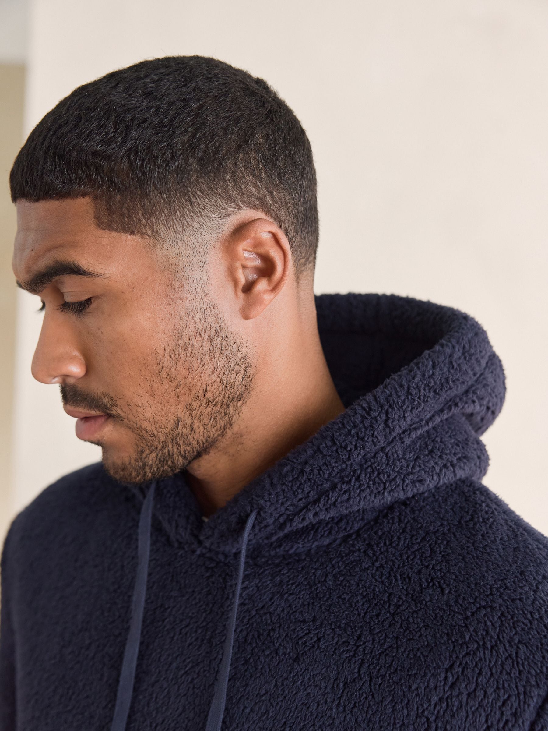 Buy Navy Blue Borg Overhead Hoodie from Next USA