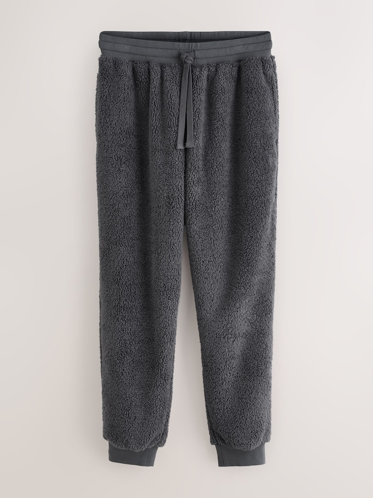 Slate Grey Borg Fleece Cuffed Joggers - Image 1 of 2