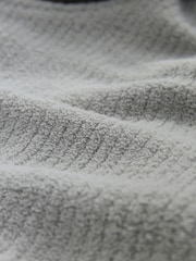 Neutral Stone Borg Fleece Ribbed Texture Hoodie - Image 9 of 9