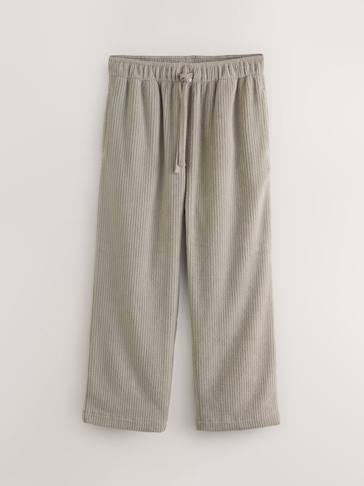 Neutral Stone Borg Fleece Rib Textured Joggers - Image 1 of 4