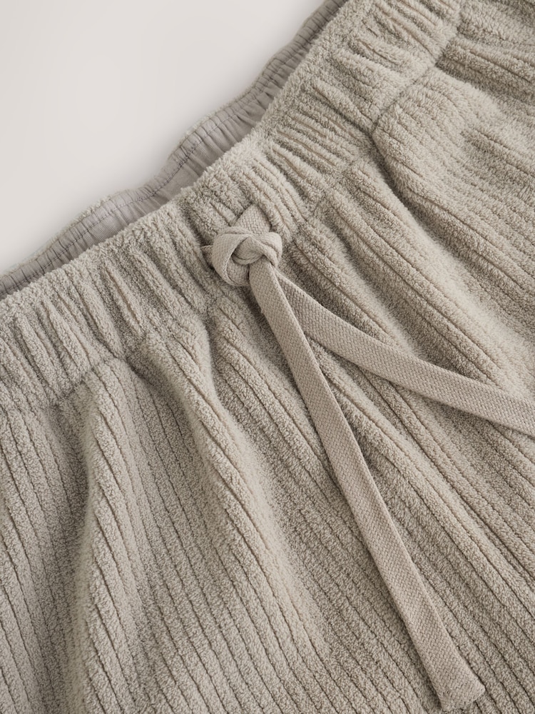 Neutral Stone Borg Fleece Rib Textured Joggers - Image 2 of 4 Neutral Stone Borg Fleece Rib Textured Joggers - Image 2 of 4