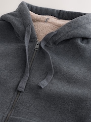 Slate Grey Brushed Borg Fleece Lined Hoodie - Image 3 of 7