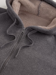 Slate Grey Brushed Borg Fleece Lined Hoodie - Image 7 of 7