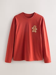 Red Gingerbread Matching Family Christmas Cosy Long Sleeve Pyjamas - Image 7 of 10