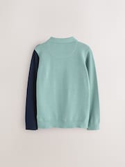 Baker by Ted Baker Green Knitted Colourblock Polo Shirt - Imagen 2 de 5