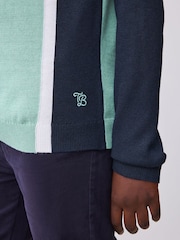 Baker by Ted Baker Green Knitted Colourblock Polo Shirt - Image 6 of 11