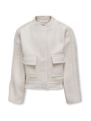 ONLY KIDS Grey Boucle Bomber Jacket - Image 2 of 4