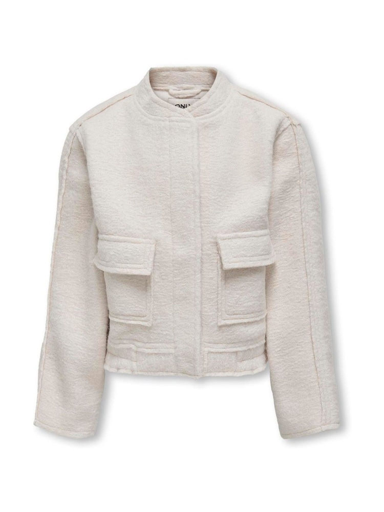 ONLY KIDS Grey Boucle Bomber Jacket - Image 2 of 4