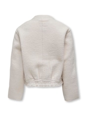 ONLY KIDS Grey Boucle Bomber Jacket - Image 3 of 4