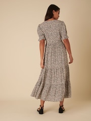Nobodys Child Green Lia Ditsy Floral Tiered Midi Dress - Image 2 of 5