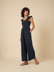 Nobodys Child Blue Maya Ruffle Strap Wide Leg Jumpsuit - Image 3 of 4