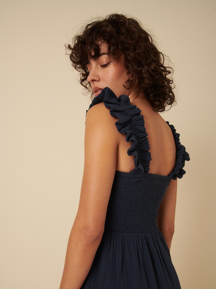 Nobodys Child Blue Maya Ruffle Strap Wide Leg Jumpsuit - Image 4 of 4