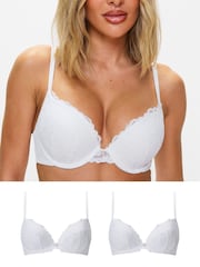 Ann Summers White Pad Plunge 2 Pack Sexy Lace Underwired Bra - Image 1 of 5