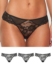 Ann Summers Black Brazillian Sexy Lace Knickers 3 Pack - Image 1 of 5