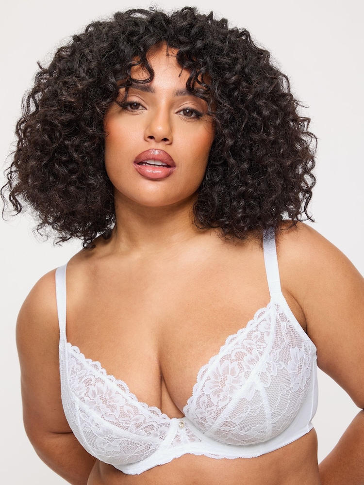 Ann Summers White DD+ Non Pad Plunge 2 Pack Sexy Lace Underwired Bra - Image 1 of 7