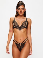 Ann Summers Black Diamond Heart Crotchless Bra & Thongs Set - Image 1 of 5
