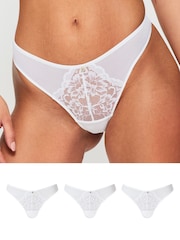 Ann Summers White Thong Sexy Lace Knickers 3 Pack - Image 1 of 5