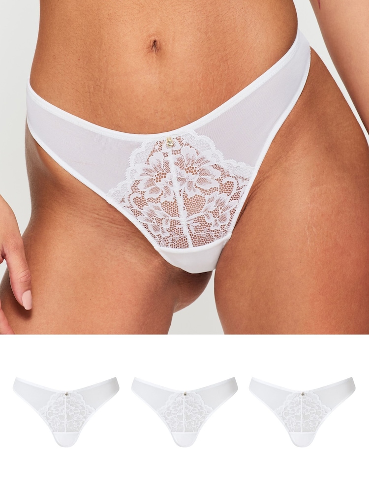Ann Summers White Thong Sexy Lace Knickers 3 Pack - Image 1 of 5