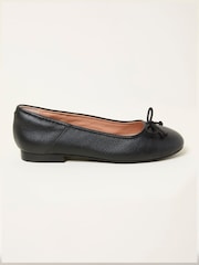 FatFace Black Leather Ballerina Pump - Image 1 of 3