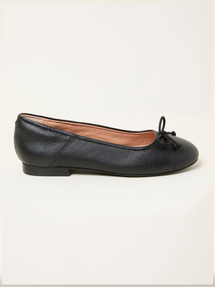 FatFace Black Leather Ballerina Pump - Image 1 of 3